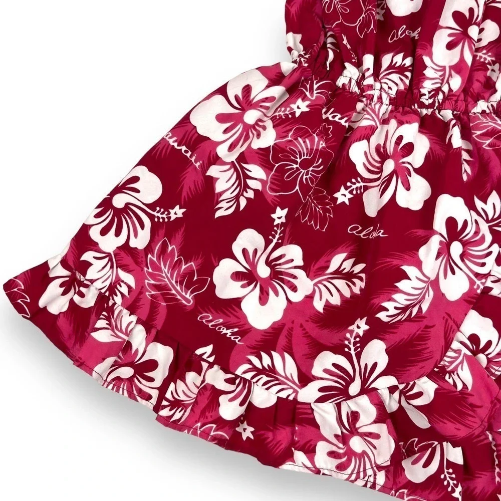 Ali'i Fashions Hawaii Dress Kids Girls 6 Magenta Pink Hawaiian Floral Ruffle - Picture 3 of 10